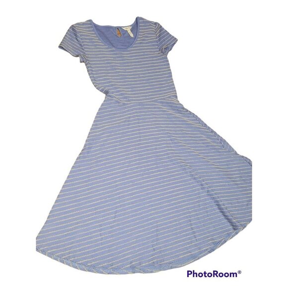 Women's MATILDA JANE Dress Exploration Blue Tan Stripes Small Knit - Picture 3 of 9
